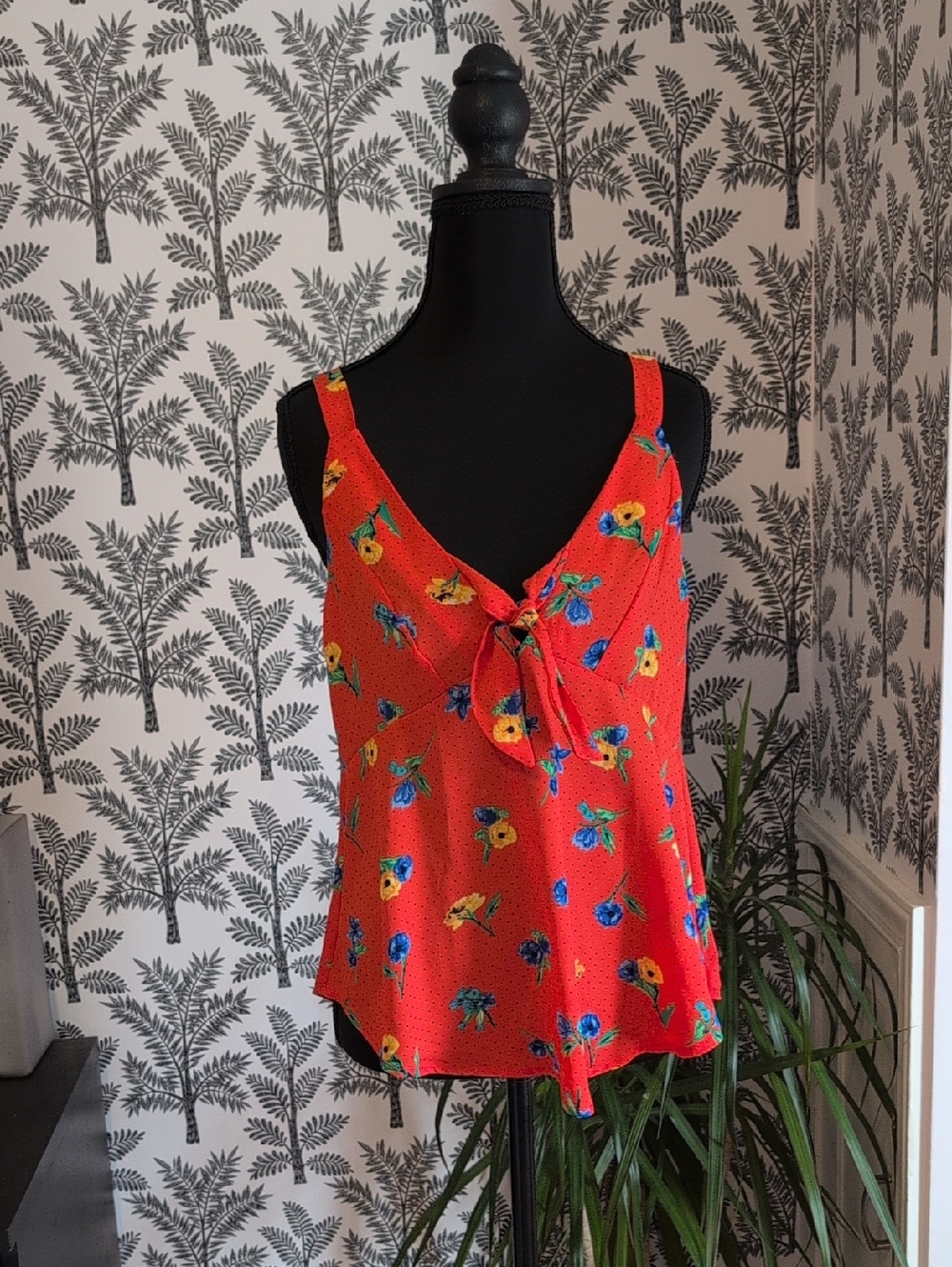 Sienna Sky Orange Floral Tie-Front Cami NWT